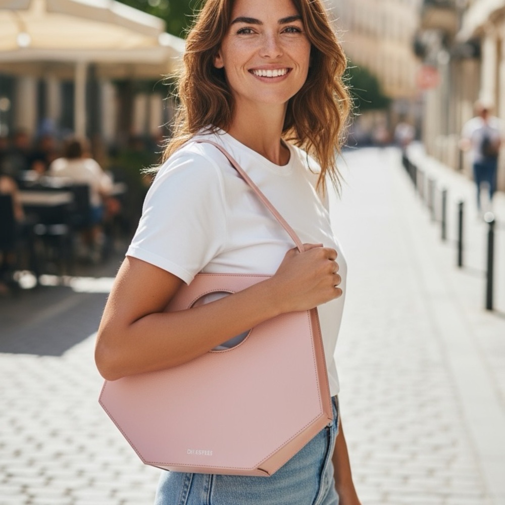 D’ESTRÉE Blush Pink Leather Prism Bag Made in Italy NWOT Luxurious Statement